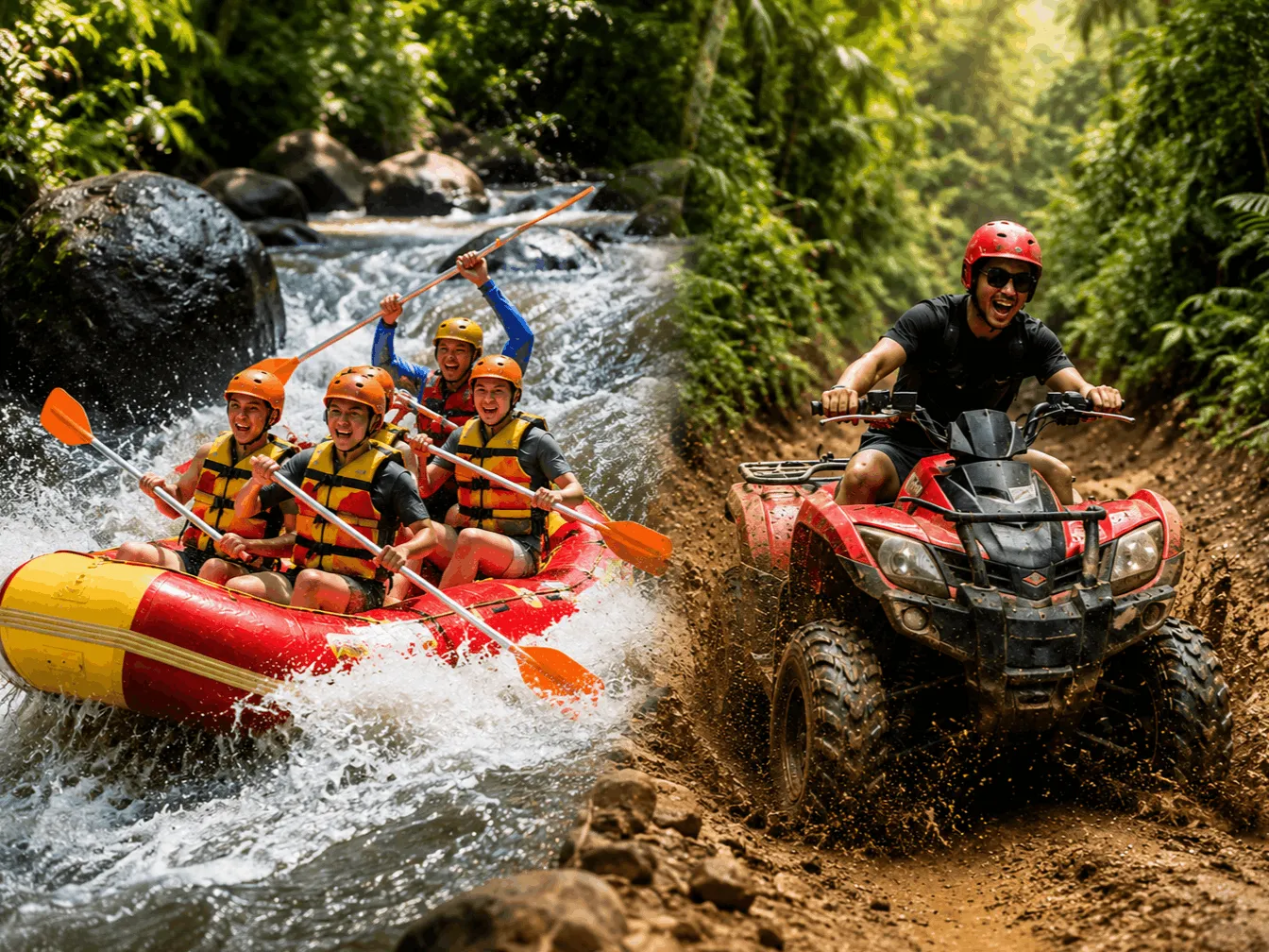 Bali Dual Adventure: Ayung White Water Rafting & ATV Combo Package