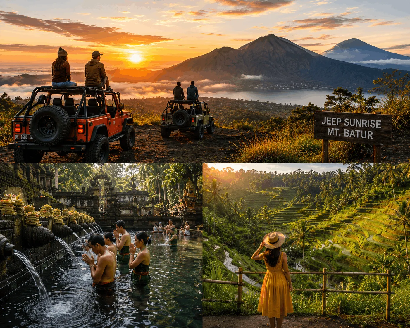 Mount Batur Jeep Sunrise, Tirta Empul & Tegalalang Rice Terrace Tour